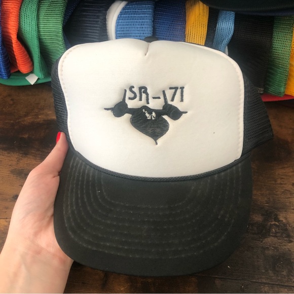 Vintage 80s Streetwear SR 71 mesh “blackbird” rope mesh Snapback Trucker Hat - Picture 8 of 8